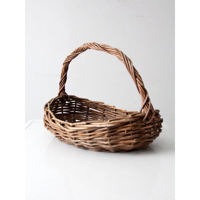 Vintage Wicker Gathering Basket For Sale - Image 4 of 12