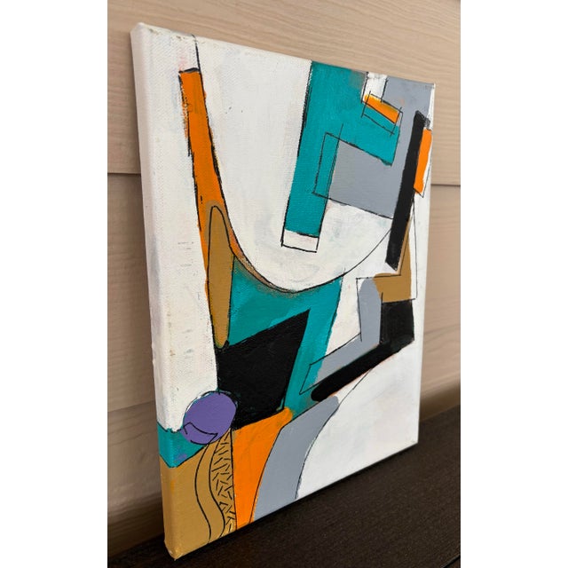 David MacInnes Abstract Geometric Painting on Canvas 2014 -signed by artist and dated 2014 on reverse. Untitled white...