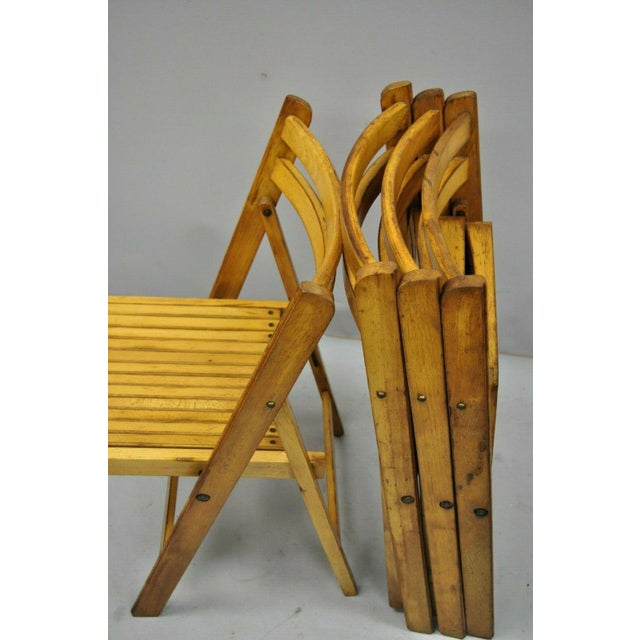 1950s Vintage Wood Slat Folding Dining Game Chairs Set of 4 Chairish