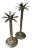 Coastal Palm Tree Silver Plate Candle Holders - Set of 2 For Sale