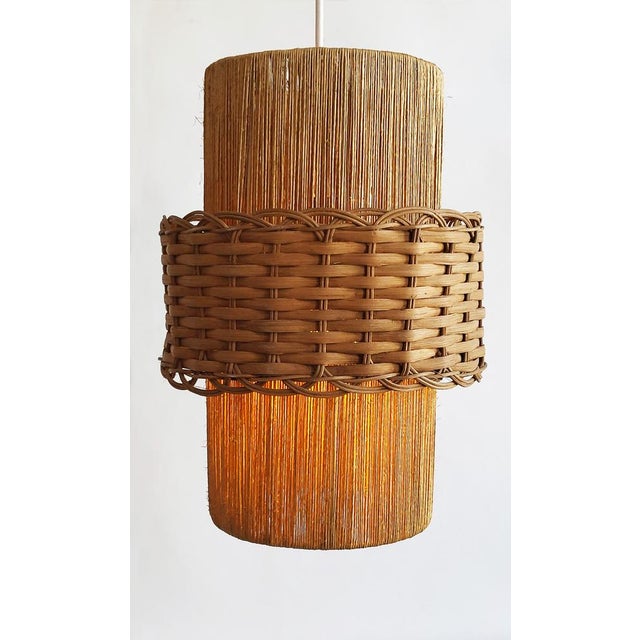 Mid-Century Modern Sisal & Rattan Pendant Light from Temde Leuchten, 1960s For Sale - Image 9 of 9