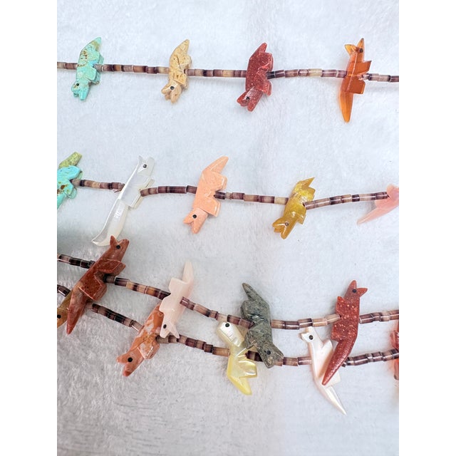 1980s Seven‑Strand Mixed‑Stone Fetish Necklace With Hand‑Cut Heishi & Silver Findings For Sale - Image 11 of 15