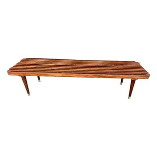 Mid Century Modern Slat Wood Bench Coffee Table For Sale