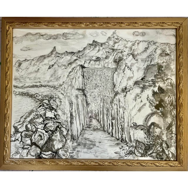 Utopia, Original Pen & Ink Drawing, Framed, by Van Ness For Sale - Image 9 of 10