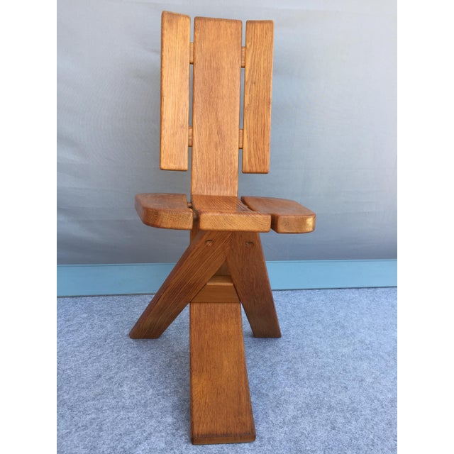Rare set of chairs designed by pierre chapo, and produced by the art seltz cabinetmaker located in alsace (france). this...