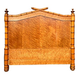 19th Century Faux Bamboo Birdseye Maple Headboard For Sale