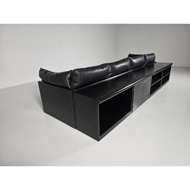 Black Down Sofa in Black Leather by Carlo Bartoli for Rossi di Albizzate, 1970s, Set of 2 For Sale - Image 8 of 14