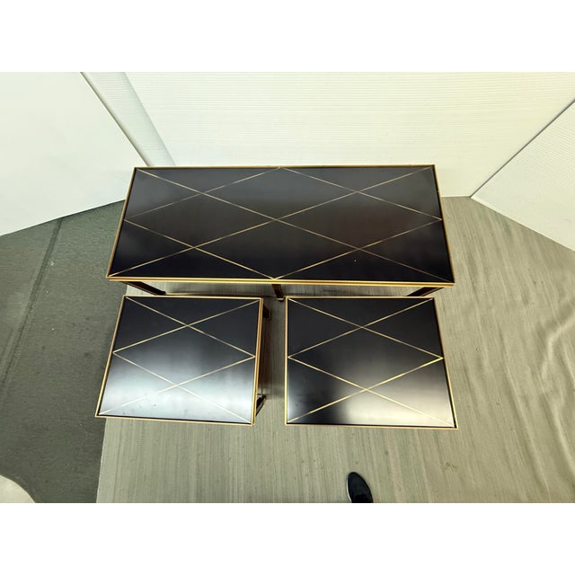 Black Italian Vintage Nesting Coffee Table Set, Set of Three For Sale - Image 8 of 12