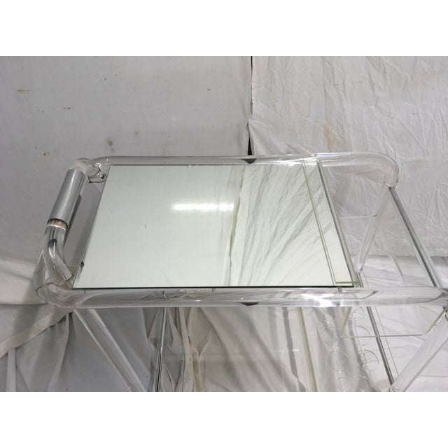 Transparent 70s Acrylic W/ Chrome Bar Cart For Sale - Image 8 of 13