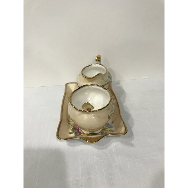 English Foley Meadowsweet Creamer, Sugar and Tray Bone China Set With Demi Spoon - 4 Piece Sey For Sale - Image 3 of 13