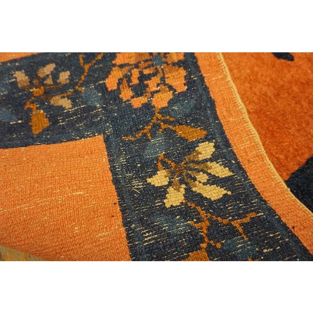 1920s Pairs Orange Field Orange Antique Chinese Peking Knotted Wool Small Rugs For Sale - Image 11 of 14