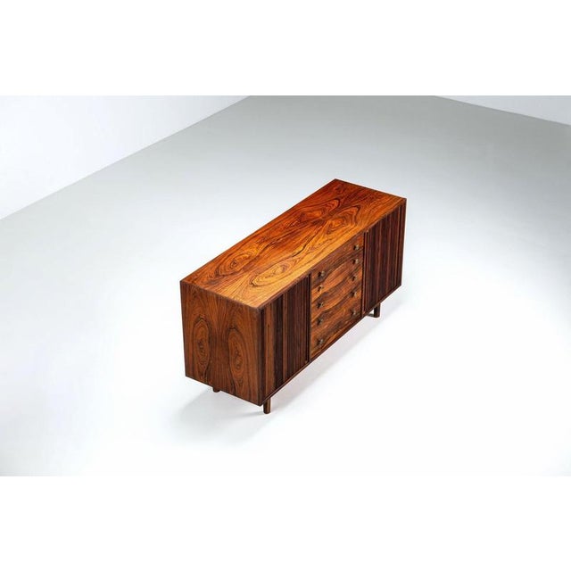 Mid-Century Modern Scandinavian Sideboard in Rosewood with Tambour Doors, Denmark, 1960 For Sale - Image 3 of 18