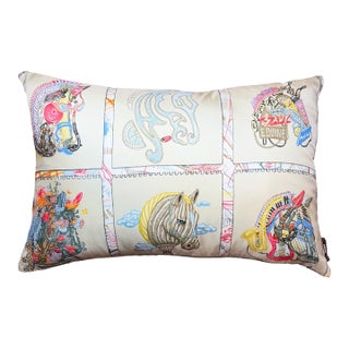 Hermes Chevaloscope Vintage Silk Scarf Pillow 24" For Sale
