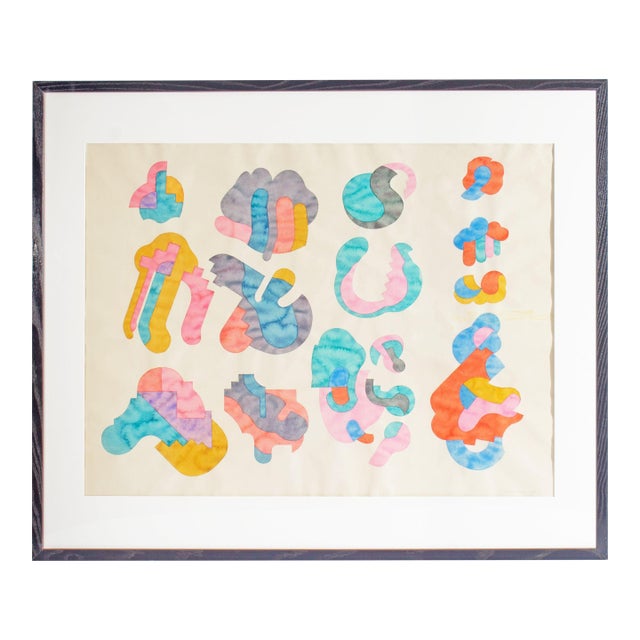 1969 “Discordant Shapes” Watercolor Painting by William Itter For Sale