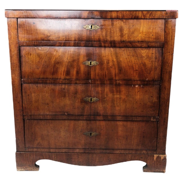 Empire Chest of Drawers with Four Mahogany Drawers, 1840s For Sale