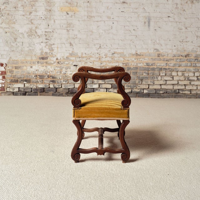 French 1900s French Wood & Upholstered Stool For Sale - Image 3 of 10