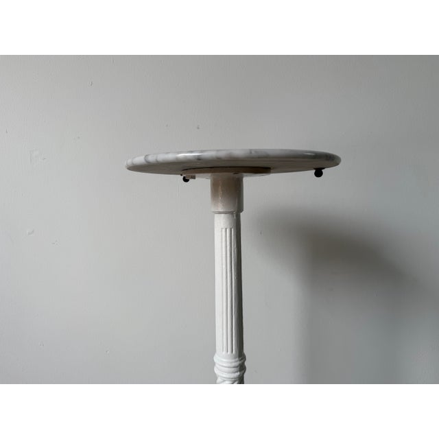 1900 - 1909 19th Century French Cast Iron Bistro Table With White Marble Top For Sale - Image 5 of 12