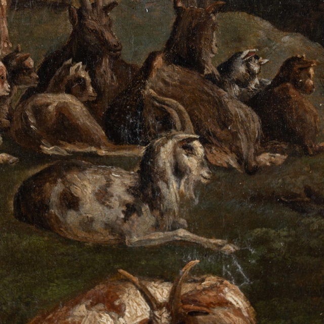 Wood Original Danish 19th Century Small Oil on Canvas Painting of Goats on a Mountainside, Signed i.p Møller For Sale - Image 7 of 12