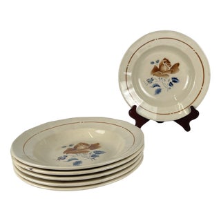 20th Century Sarreguemines Soup Plates with Floral Motif, 1920s, Set of 6 For Sale