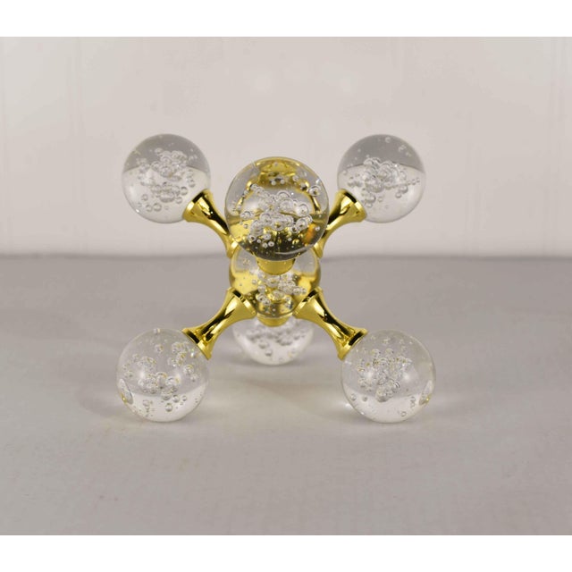 Early 21st Century Modern Molecular Cluster Crystal Ball Decorative Orb With Gold Accents For Sale - Image 5 of 11
