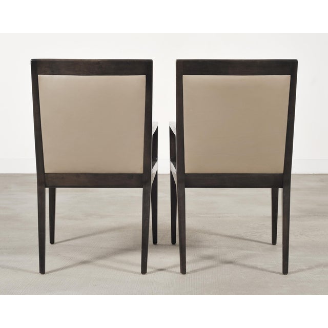 Ebony Set of Six Holly Hunt "Stiletto" Walnut Leather Dining Chairs For Sale - Image 8 of 18