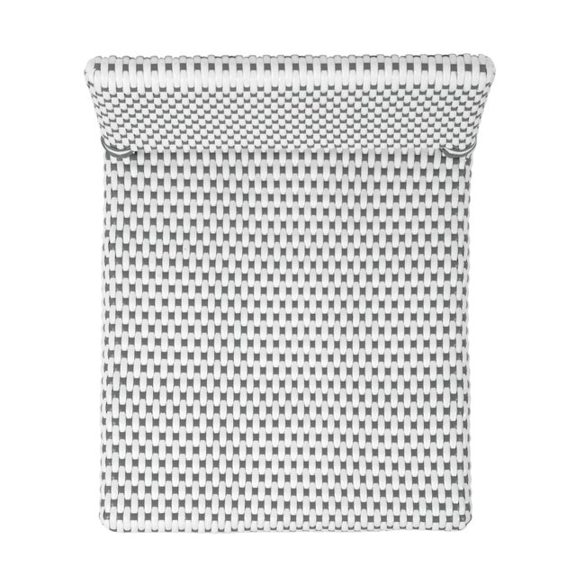 Serienna 30 in. Seat Height Rectangular Rattan Low Back Bar Stool, White/Gray Dot / Natural Rattan Frame For Sale - Image 11 of 11