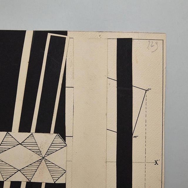 Black Josef Brauner, Bauhaus Black and White Rationalist Collage, Mixed Media, 1927 For Sale - Image 8 of 16