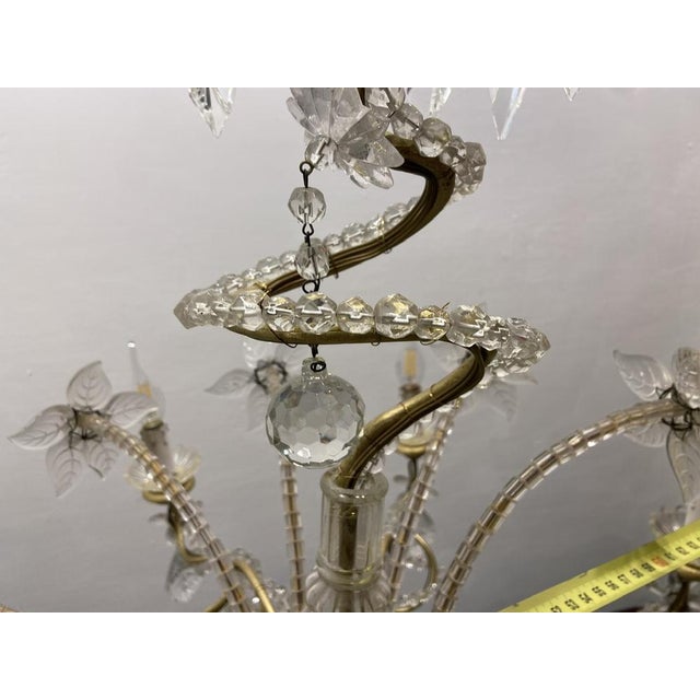 Crystal Beaded Murano Flower Chandelier, 1940s For Sale - Image 8 of 16