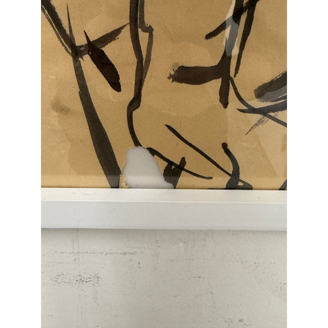 Figure Sketch of Ink on Paper, Framed For Sale - Image 12 of 12