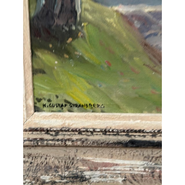 Karl Gustaf Strandberg, Road to Red Huts, 1950s, Oil Painting on Canvas, Framed For Sale - Image 9 of 12