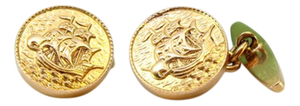 Yellow Gold Cufflinks with Caravels, Set of 2
