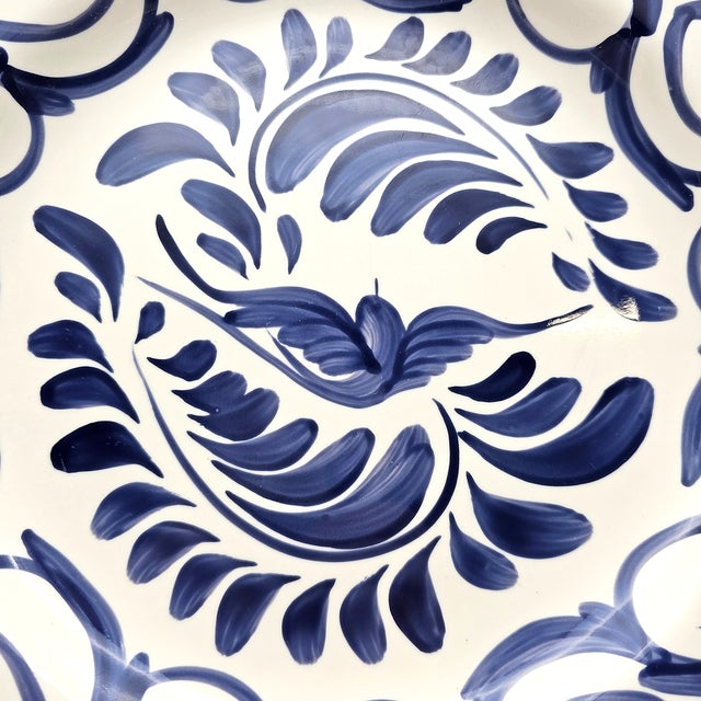 Ceramic Pottery Barn Anfora Puebla Blue Hand-Painted Dinner Plates, Set of 5 For Sale - Image 7 of 9