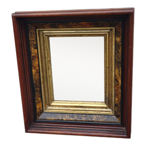 19th Century American Victorian Walnut Mirror Gold Gilt Frame Antique Wall Hanging