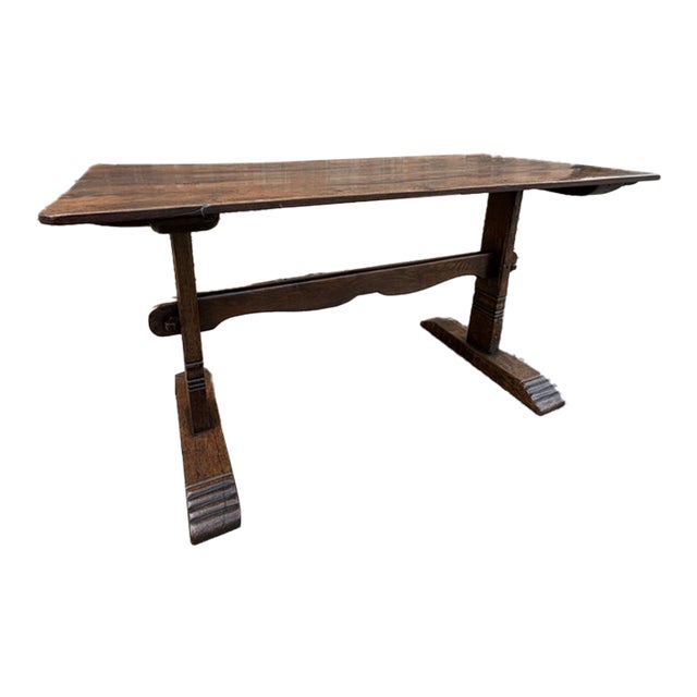 19th Century Oak Trestle Table For Sale