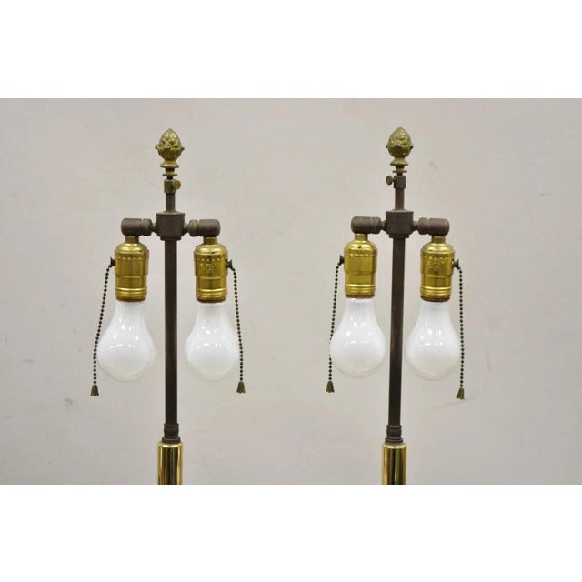 Antique French Louis XV Pink Porcelain Gold Painted Bulbous Table Lamps - A Pair For Sale - Image 4 of 12