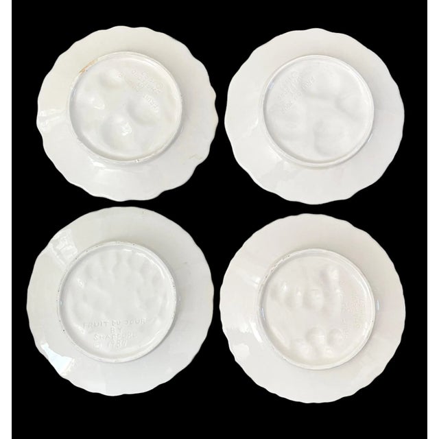 1980s Embossed Fruit De Jour Dessert or Salad Plates. Set of Four. By Shafford. For Sale - Image 5 of 7