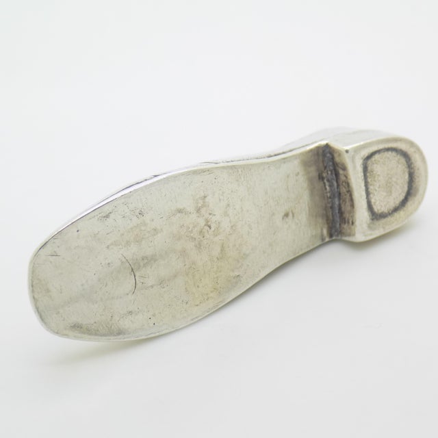 Metal Vintage Italian Handmade Genuine Sterling Silver 925 Men’s Shoe Heavy Miniature For Sale - Image 7 of 10