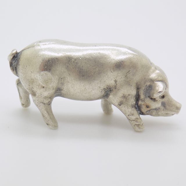 Vintage Italian Handmade Silver 800 Pig Figurine, Arezzo, 1970s For Sale - Image 4 of 11