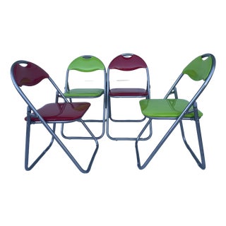 Modern Pop Art Folding Chairs in Metal, 2000s, Set of 4 For Sale