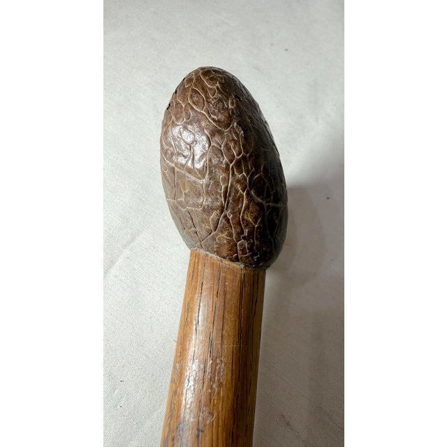 Antique 1800's Hand Carved Nut Wood Sterling Silver Man Face Walking Stick Cane For Sale - Image 15 of 17