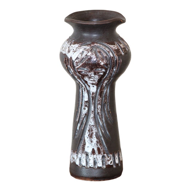 Outstanding Mid-Century Italian Sgraffito 8" Vase For Sale