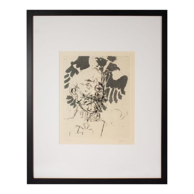 1966 “Prussian General” Portrait Etching by Jack Levine For Sale