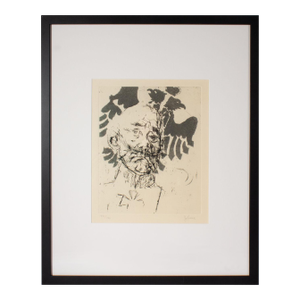 1966 “Prussian General” Portrait Etching by Jack Levine