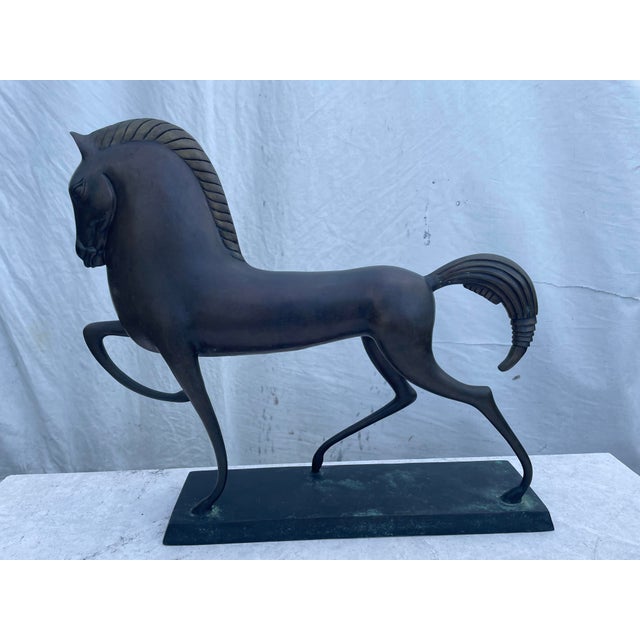 Mid-Century Modern Etruscan-Style Bronze Equestrian Sculpture, in the Manner of Boris Lovet-Lorski For Sale - Image 3 of 8