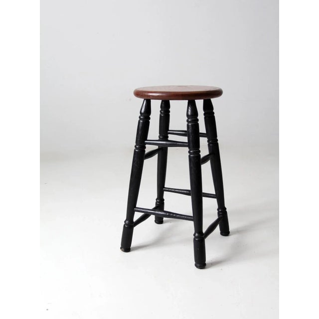 Vintage Wooden Stool For Sale - Image 4 of 12