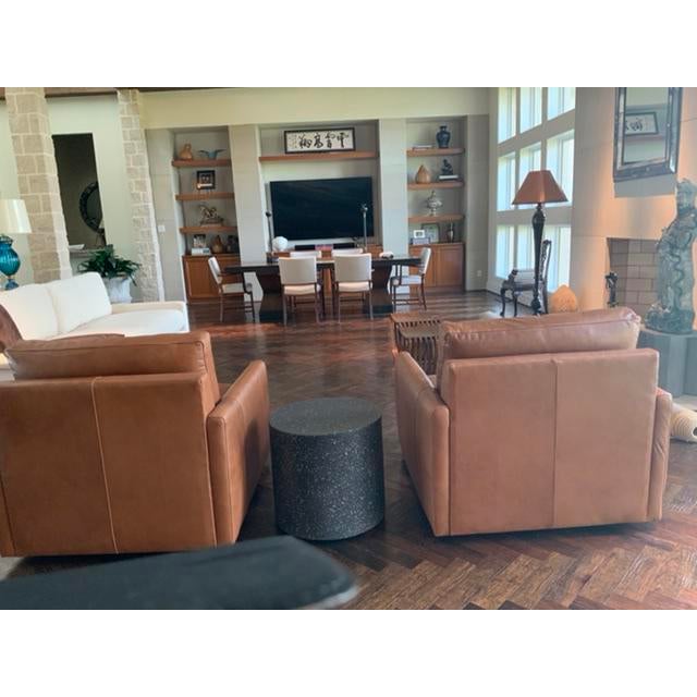 Arhaus Kipton Leather Swivel Chairs A Pair Chairish