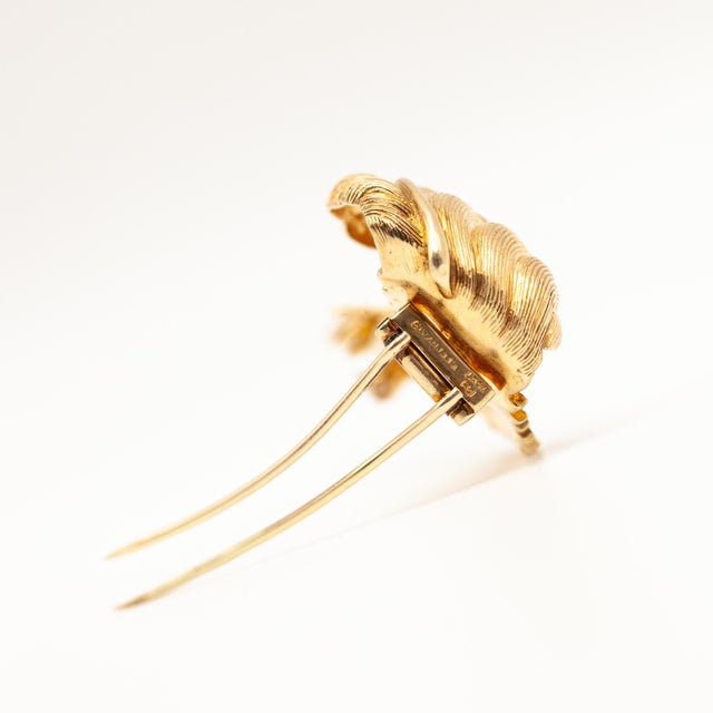 Gold 1940s Tiffany & Co Preformed Parts 14k Yellow Gold Feather Fur Clip Brooch For Sale - Image 8 of 9