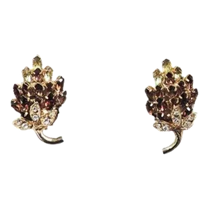 Vintage 1950s Napier Faux-Topaz & Faux-Citrine Clip Earrings - 2 Pieces