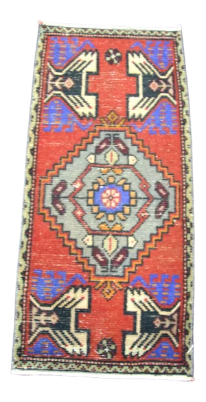 Vintage Bohemian Handmade Turkish Small Rug