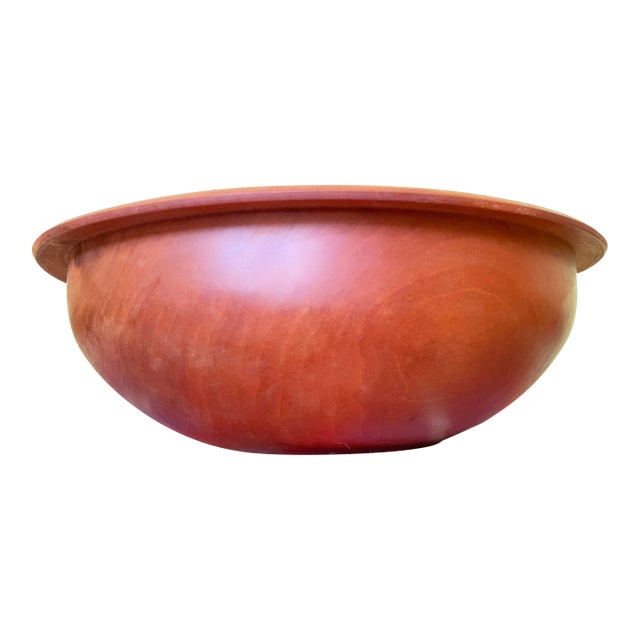 1970s Large Turned Cherry Wood Bowl Rodger Jacobs Artist Craftsman For Sale